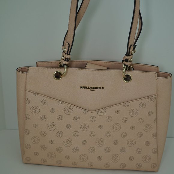 Karl Lagerfeld Paris Floral Textured Leather Tote - Picture 6 of 8